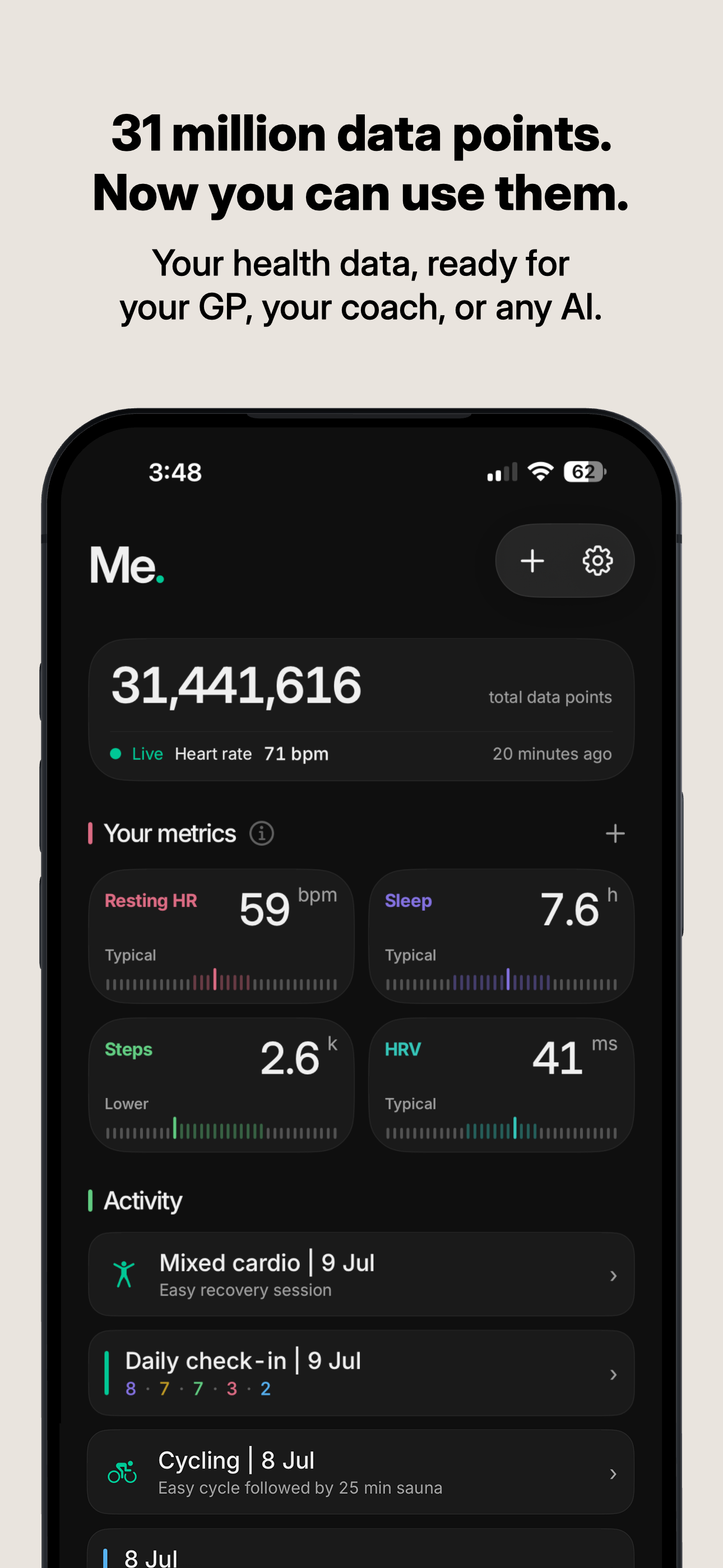 Me. app screenshot: intro