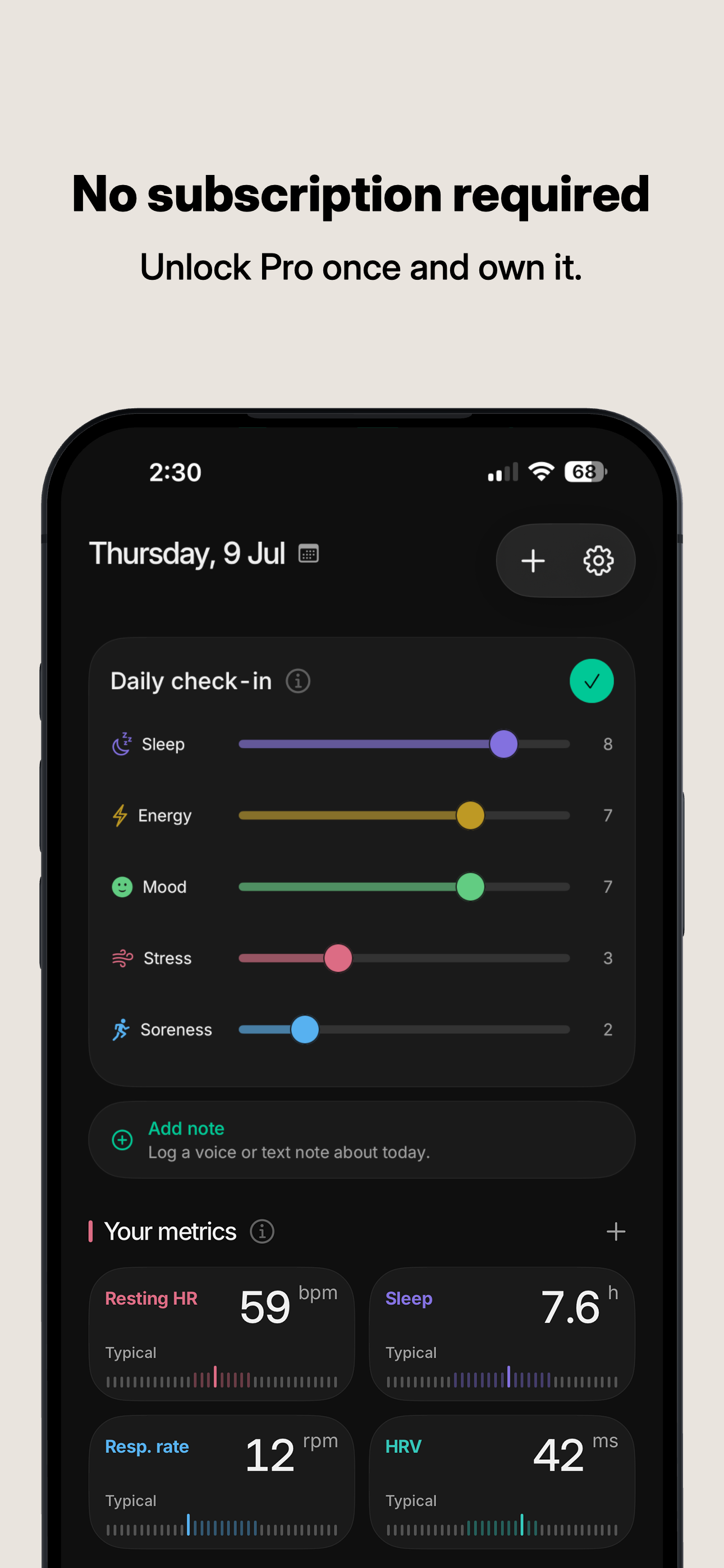 Me. app screenshot: call to action