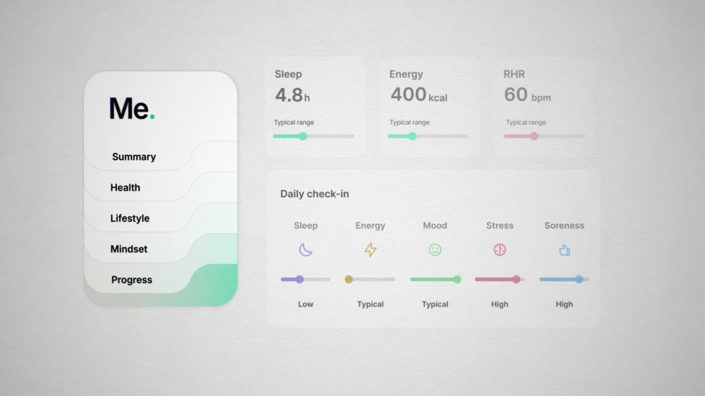 Still from the Me. explainer film showing the app interface